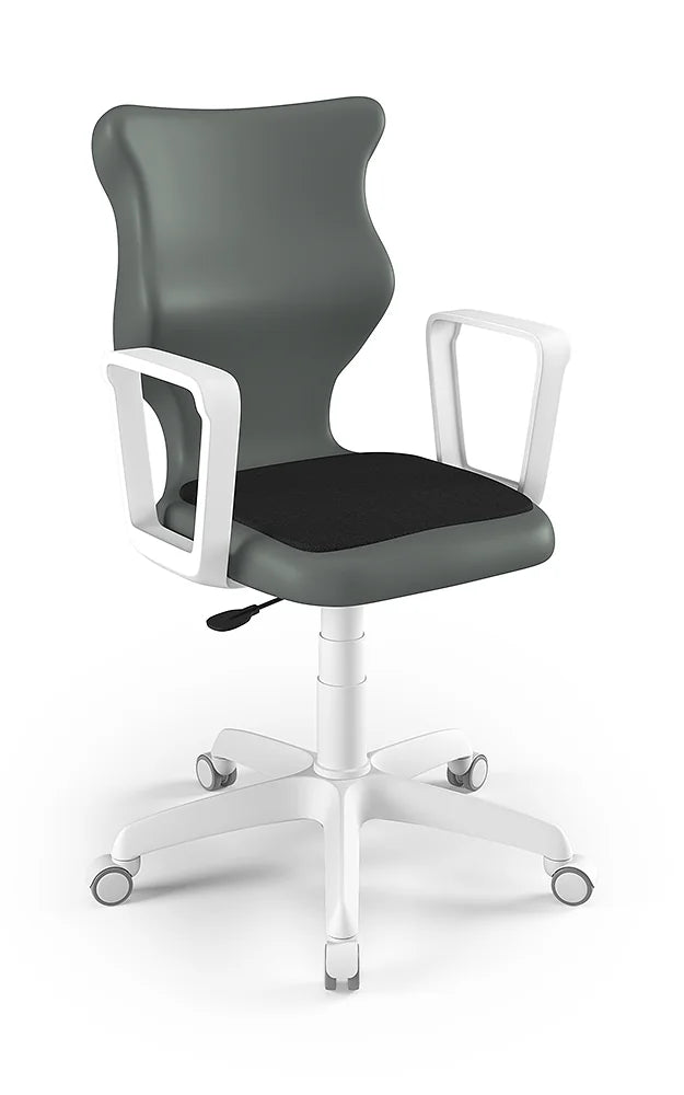 Krzesło szkolne Twist Soft z podłokietnikami, rozmiar 5 (wzrost 146–176 cm) – Biały / Szary