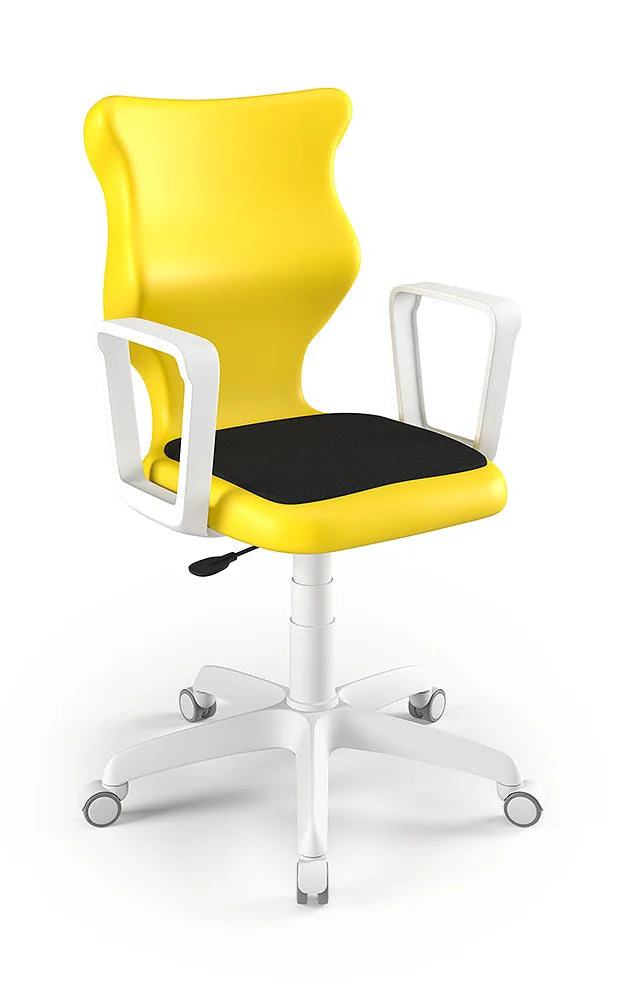 Krzesło szkolne Twist Soft z podłokietnikami, rozmiar 5 (wzrost 146–176 cm) – Biały / Żółty