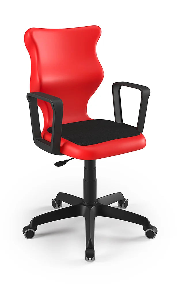 Krzesło szkolne Twist Soft z podłokietnikami, rozmiar 5 (wzrost 146–176 cm) – Czarny / Czerwony