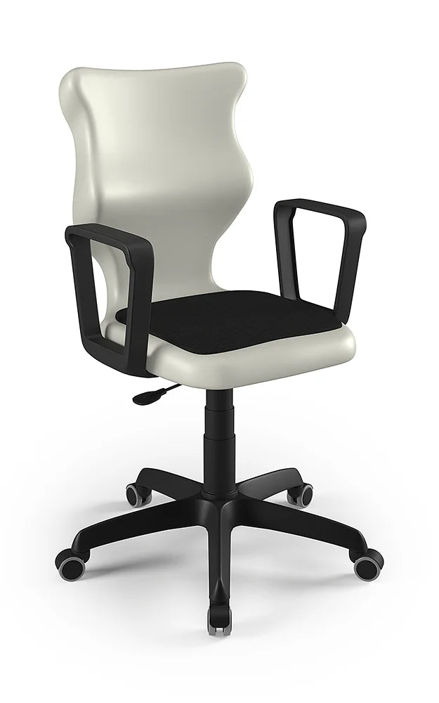 Krzesło szkolne Twist Soft z podłokietnikami, rozmiar 5 (wzrost 146–176 cm) – Czarny / Jasny szary
