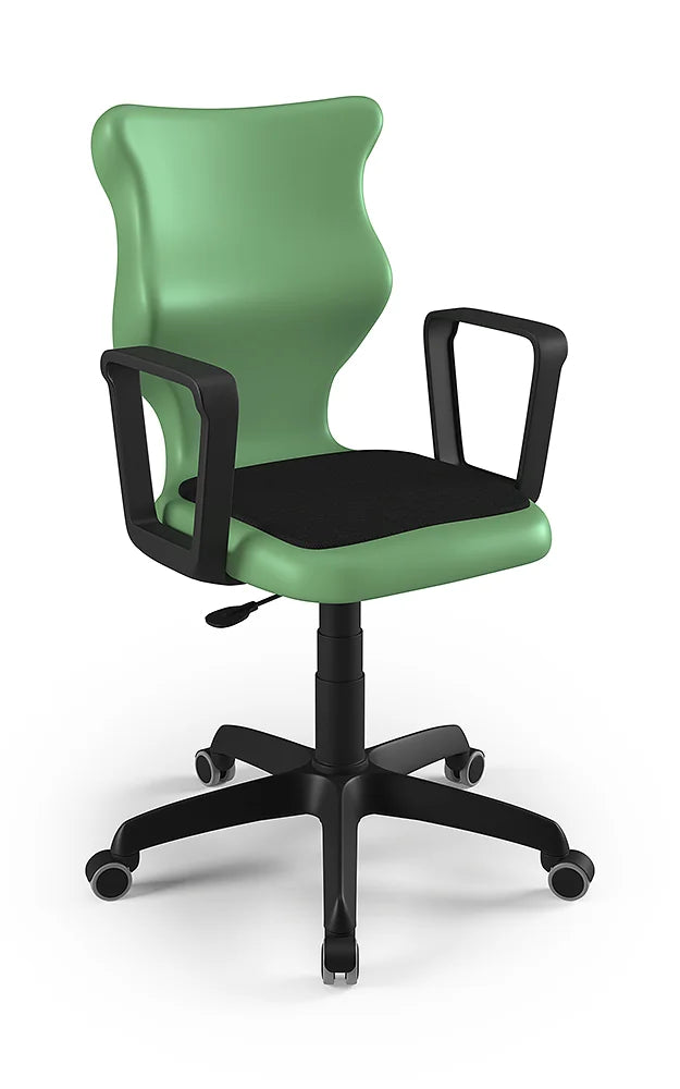 Krzesło szkolne Twist Soft z podłokietnikami, rozmiar 5 (wzrost 146–176 cm) – Czarny / Pastelowy zielony