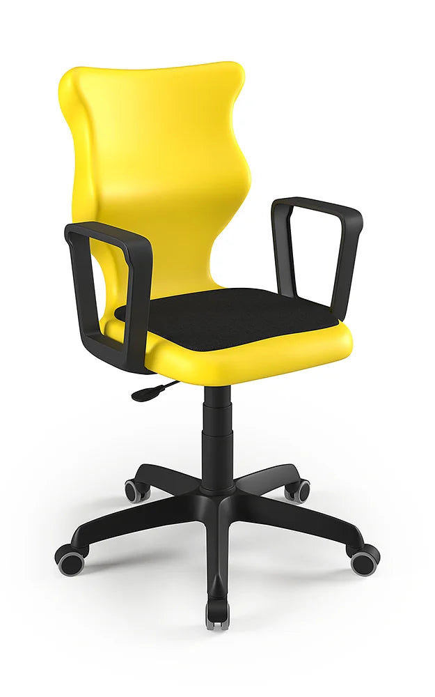 Krzesło szkolne Twist Soft z podłokietnikami, rozmiar 5 (wzrost 146–176 cm) – Czarny / Żółty
