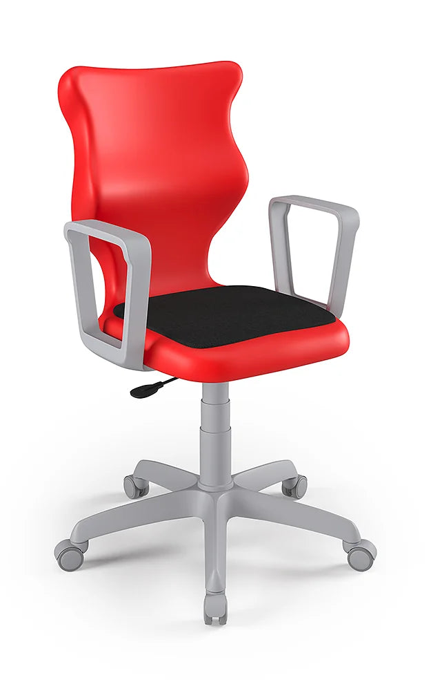 Krzesło szkolne Twist Soft z podłokietnikami, rozmiar 5 (wzrost 146–176 cm) – Szary / Czerwony