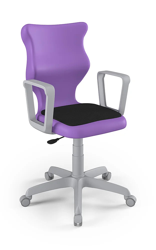 Krzesło szkolne Twist Soft z podłokietnikami, rozmiar 5 (wzrost 146–176 cm) – Szary / Fioletowy
