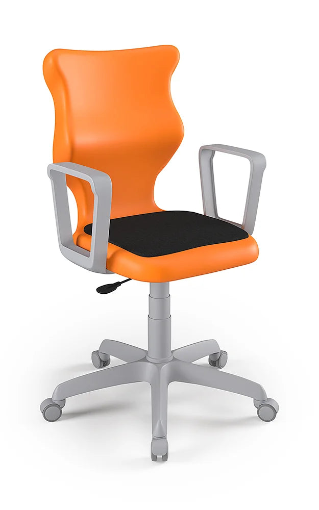Krzesło szkolne Twist Soft z podłokietnikami, rozmiar 5 (wzrost 146–176 cm) – Szary / Pomarańczowy