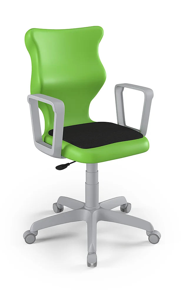 Krzesło szkolne Twist Soft z podłokietnikami, rozmiar 5 (wzrost 146–176 cm) – Szary / Zielony