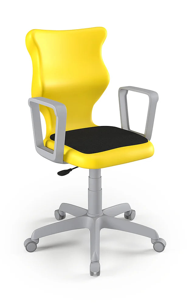 Krzesło szkolne Twist Soft z podłokietnikami, rozmiar 5 (wzrost 146–176 cm) – Szary / Żółty