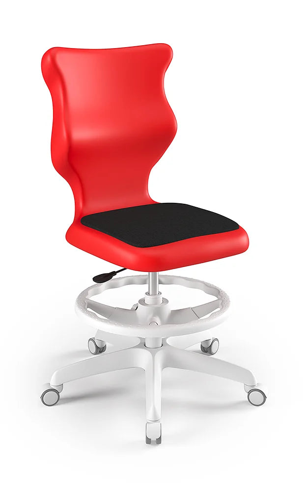 Krzesło szkolne Twist Soft bez podłokietników z podnóżkiem, rozmiar 5 (wzrost 146–176 cm) – Biały / Czerwony