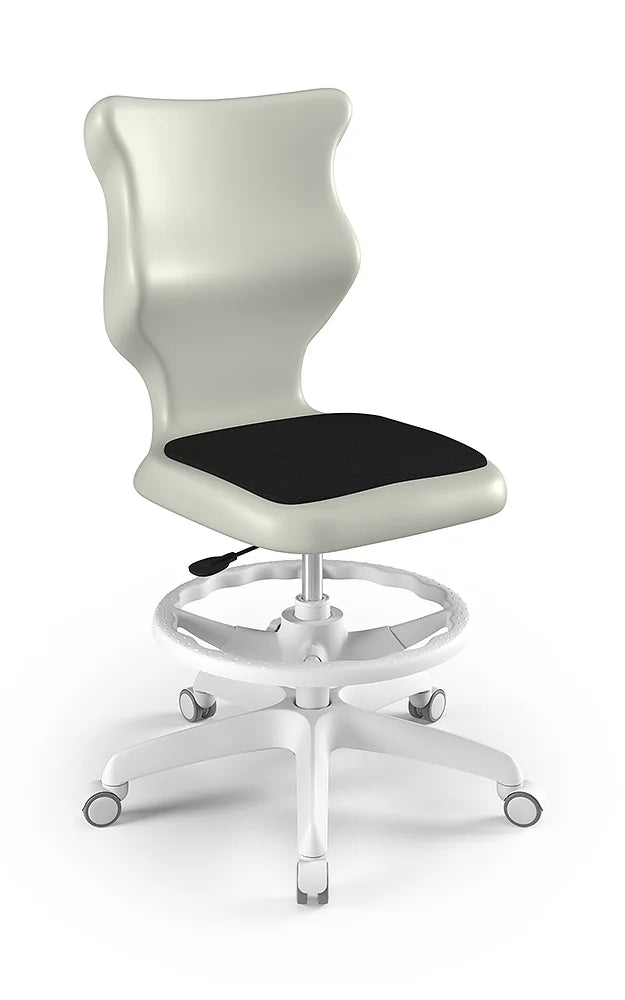 Krzesło szkolne Twist Soft bez podłokietników z podnóżkiem, rozmiar 5 (wzrost 146–176 cm) – Biały / Jasny szary