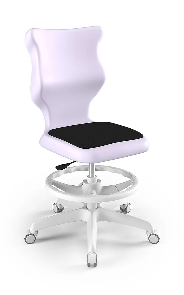 Krzesło szkolne Twist Soft bez podłokietników z podnóżkiem, rozmiar 5 (wzrost 146–176 cm) – Biały / Pastelowy fioletowy