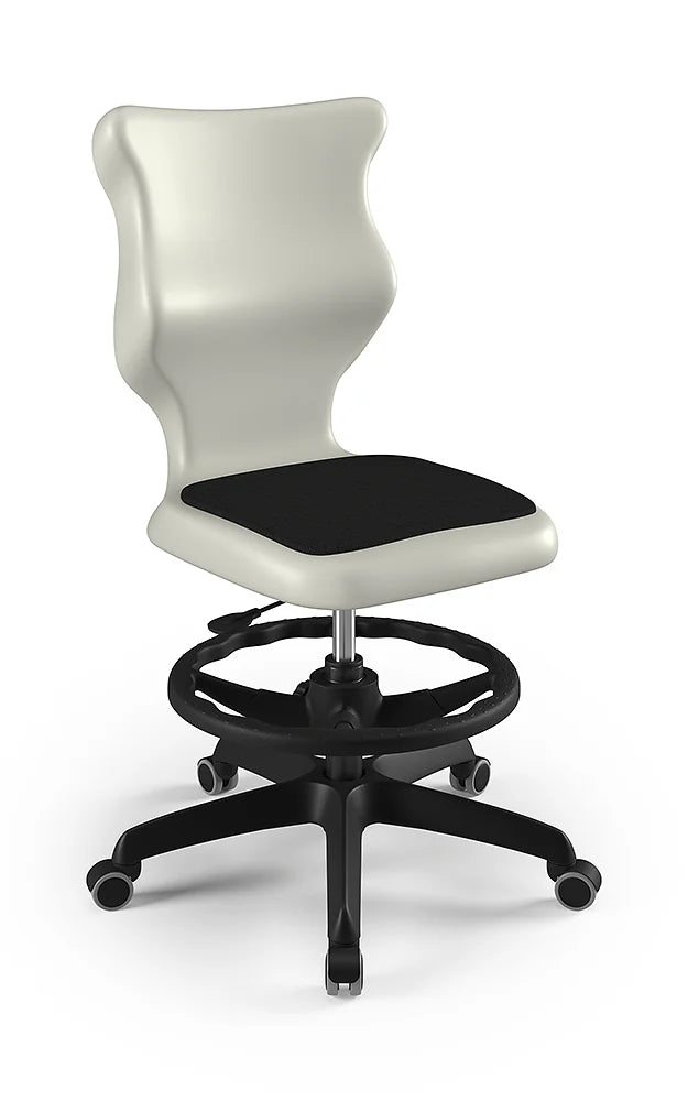 Krzesło szkolne Twist Soft bez podłokietników z podnóżkiem, rozmiar 5 (wzrost 146–176 cm) – Czarny / Jasny szary