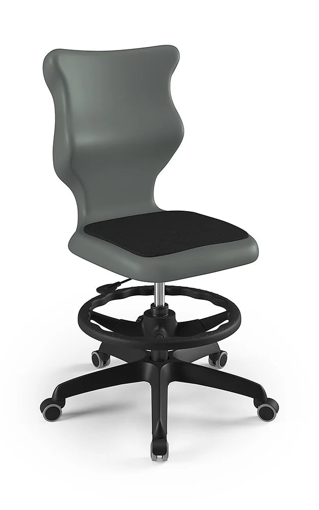 Krzesło szkolne Twist Soft bez podłokietników z podnóżkiem, rozmiar 5 (wzrost 146–176 cm) – Czarny / Szary