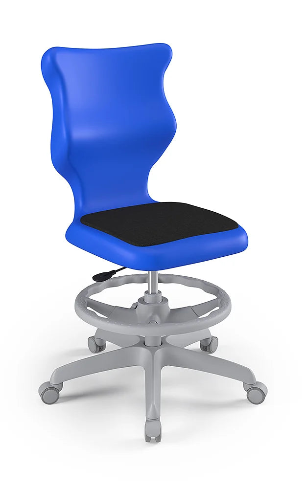 Krzesło szkolne Twist Soft bez podłokietników z podnóżkiem, rozmiar 5 (wzrost 146–176 cm) – Szary / Niebieski