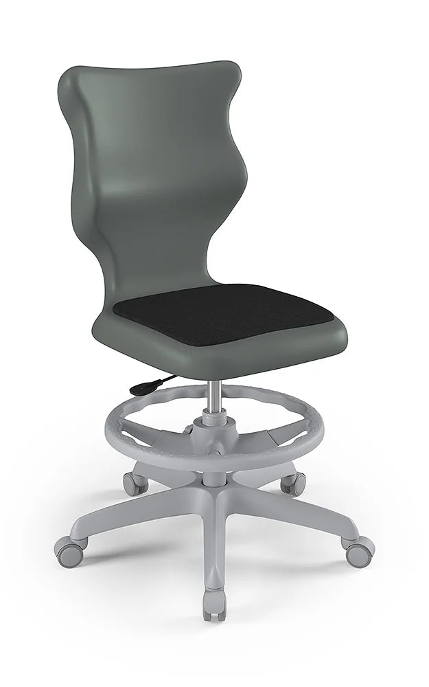 Krzesło szkolne Twist Soft bez podłokietników z podnóżkiem, rozmiar 5 (wzrost 146–176 cm) – Szary / Szary
