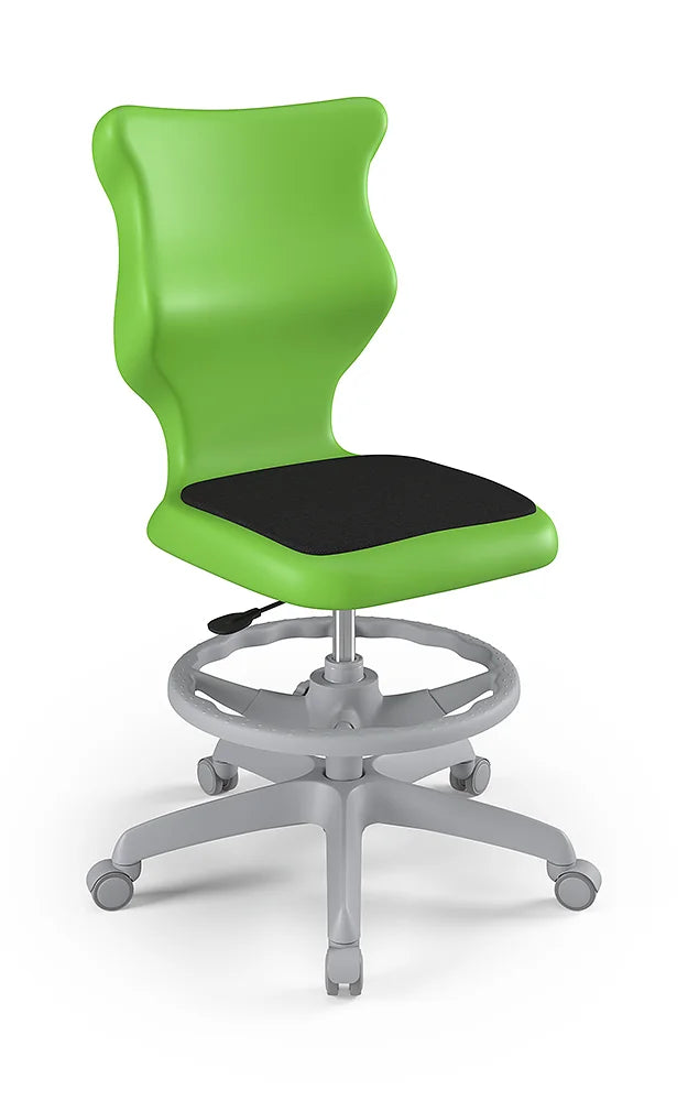 Krzesło szkolne Twist Soft bez podłokietników z podnóżkiem, rozmiar 5 (wzrost 146–176 cm) – Szary / Zielony