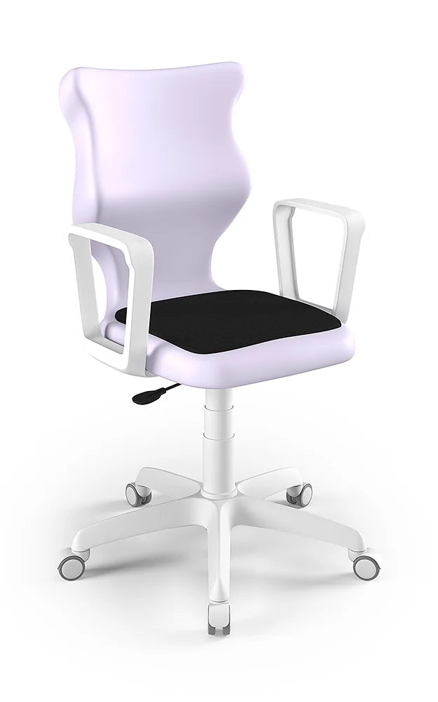 Krzesło szkolne Twist Soft z podłokietnikami, rozmiar 6 (wzrost 159–188 cm) – Biały / Pastelowy fioletowy