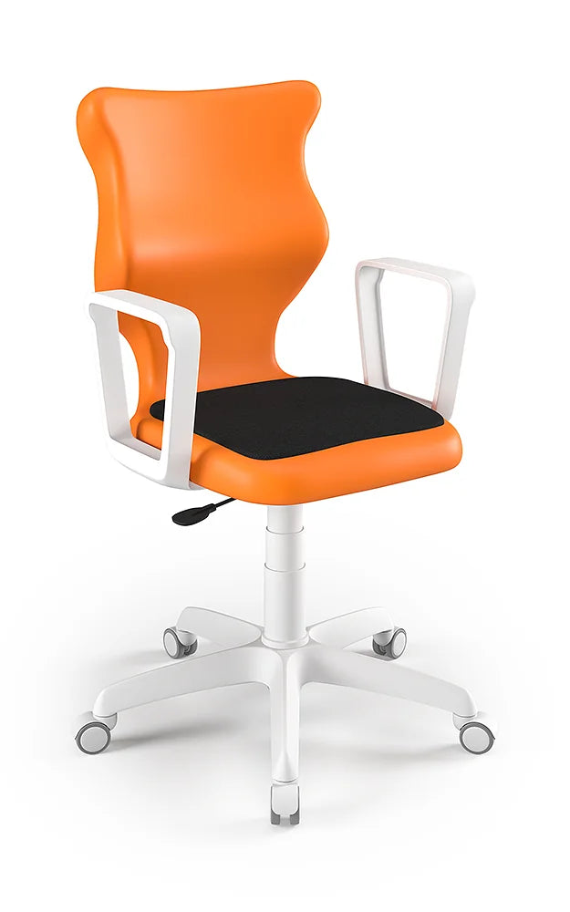 Krzesło szkolne Twist Soft z podłokietnikami, rozmiar 6 (wzrost 159–188 cm) – Biały / Pomarańczowy