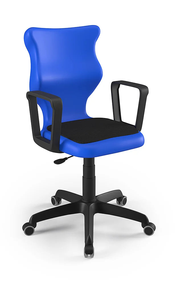 Krzesło szkolne Twist Soft z podłokietnikami, rozmiar 6 (wzrost 159–188 cm) – Czarny / Niebieski