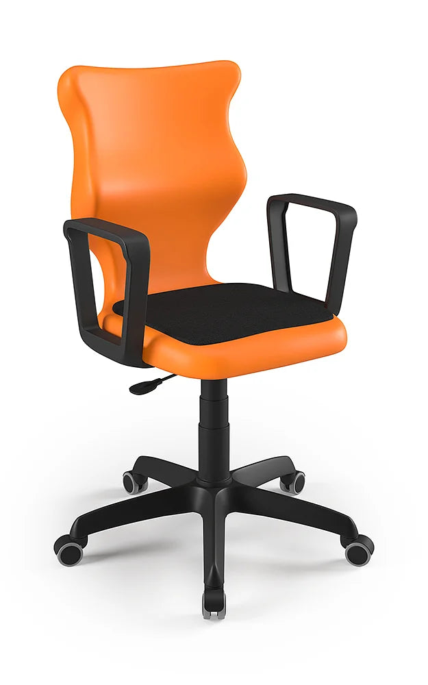 Krzesło szkolne Twist Soft z podłokietnikami, rozmiar 6 (wzrost 159–188 cm) – Czarny / Pomarańczowy