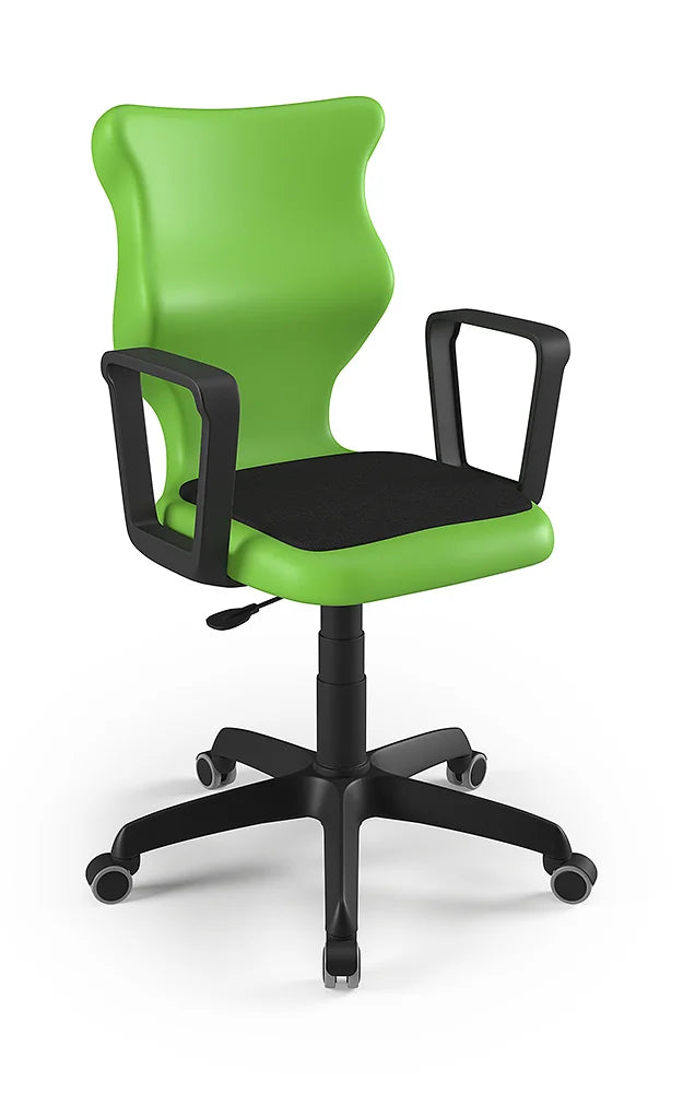 Krzesło szkolne Twist Soft z podłokietnikami, rozmiar 6 (wzrost 159–188 cm) – Czarny / Zielony