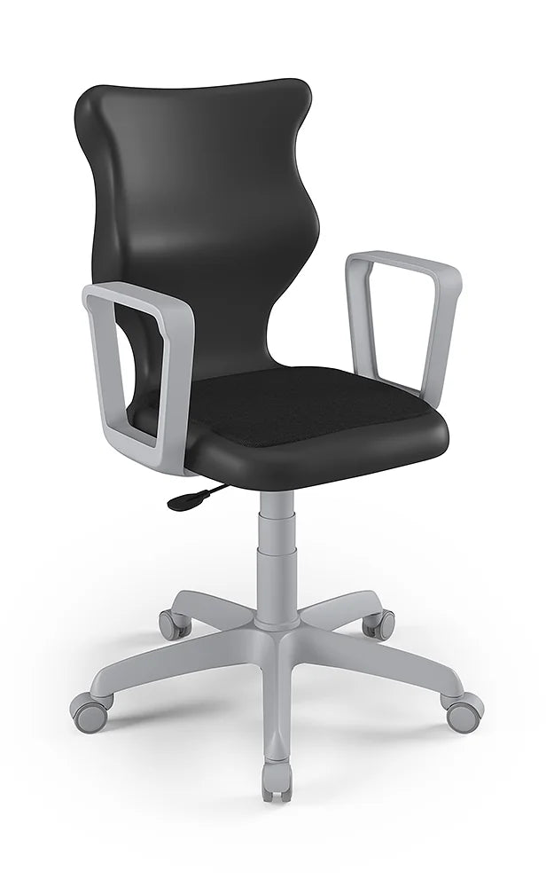 Krzesło szkolne Twist Soft z podłokietnikami, rozmiar 6 (wzrost 159–188 cm) – Szary / Czarny
