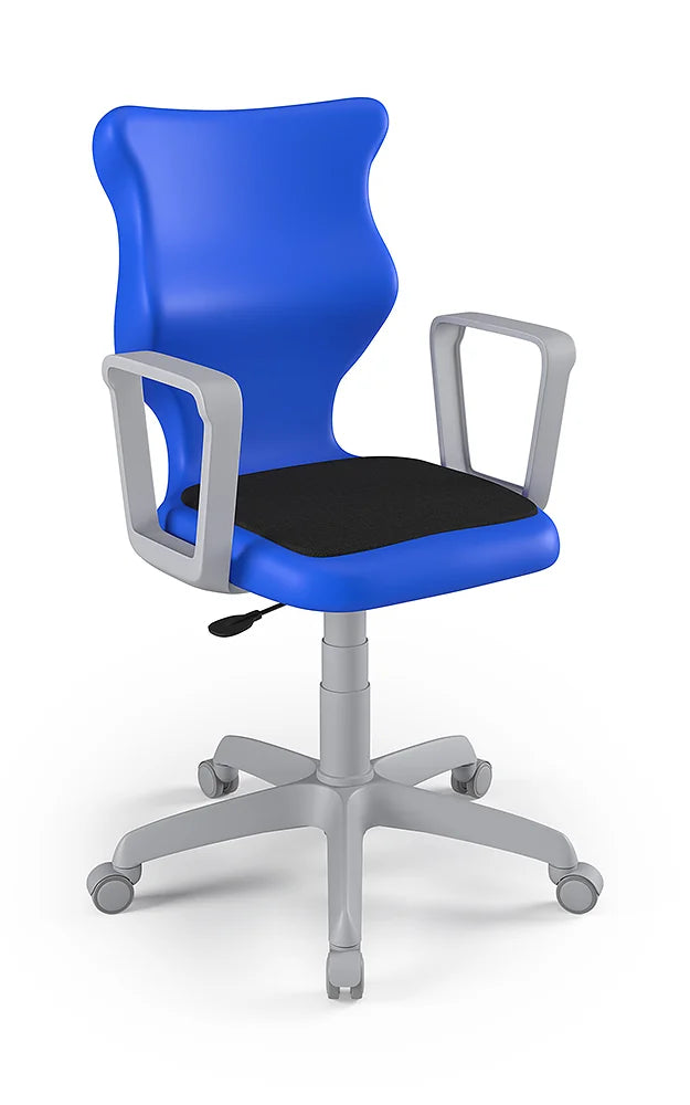 Krzesło szkolne Twist Soft z podłokietnikami, rozmiar 6 (wzrost 159–188 cm) – Szary / Niebieski