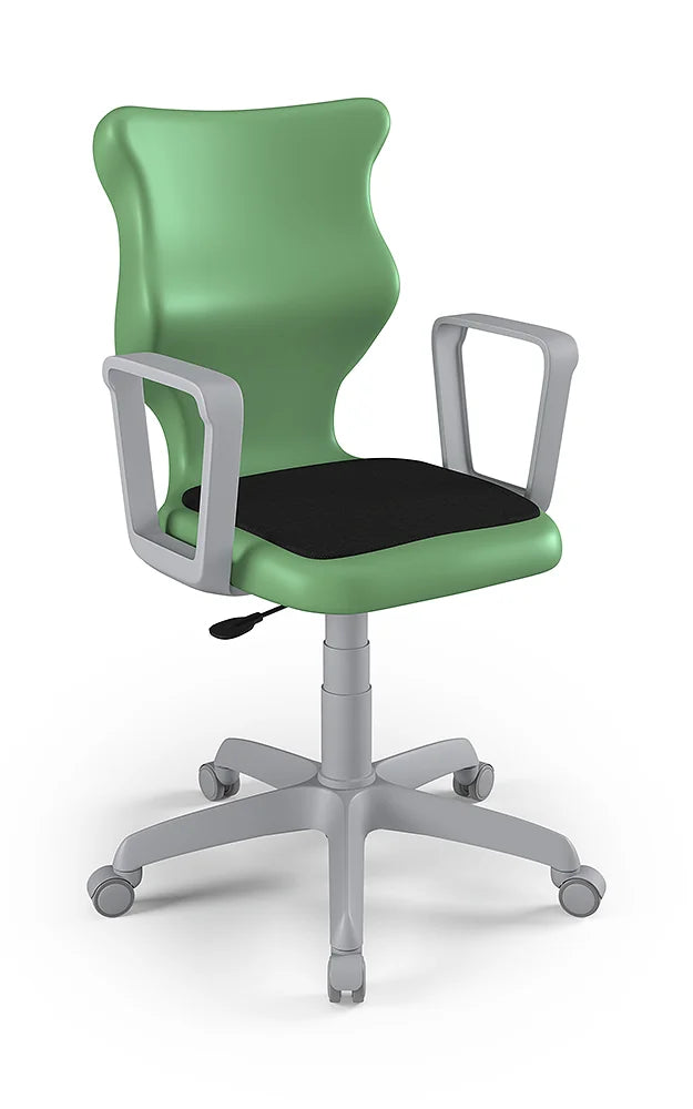 Krzesło szkolne Twist Soft z podłokietnikami, rozmiar 6 (wzrost 159–188 cm) – Szary / Pastelowy zielony