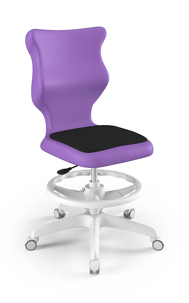 Krzesło szkolne Twist Soft bez podłokietników z podnóżkiem, rozmiar 6 (wzrost 159–188 cm) – Biały / Fioletowy