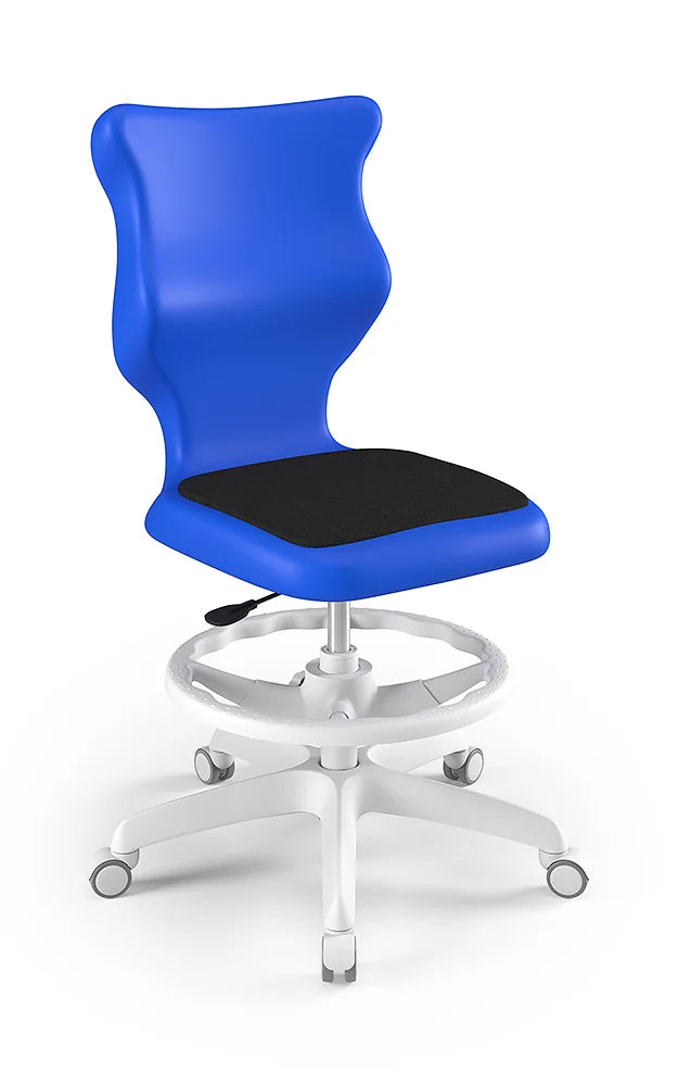 Krzesło szkolne Twist Soft bez podłokietników z podnóżkiem, rozmiar 6 (wzrost 159–188 cm) – Biały / Niebieski