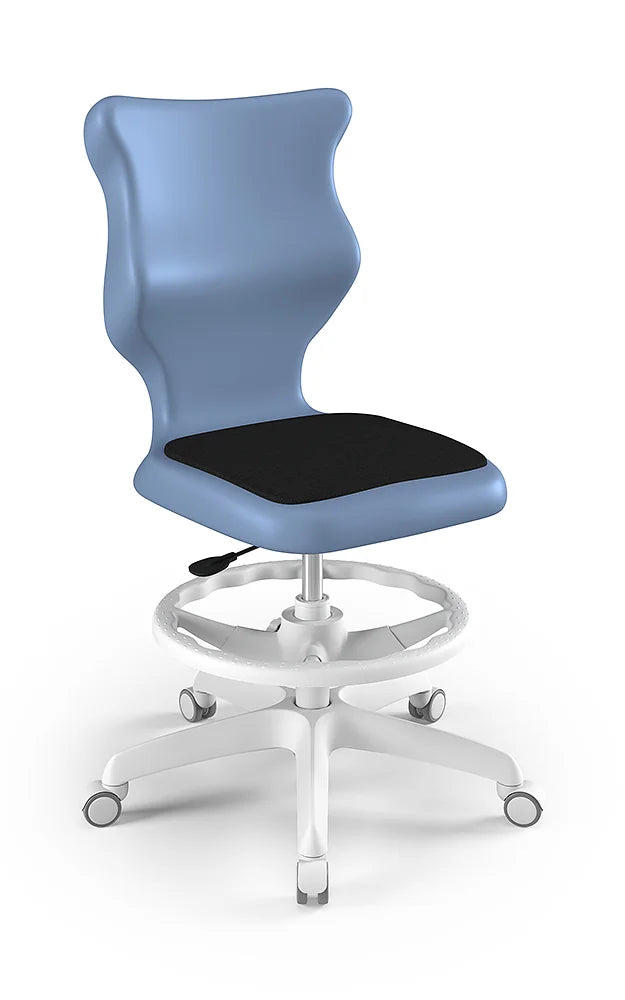 Krzesło szkolne Twist Soft bez podłokietników z podnóżkiem, rozmiar 6 (wzrost 159–188 cm) – Biały / Pastelowy niebieski