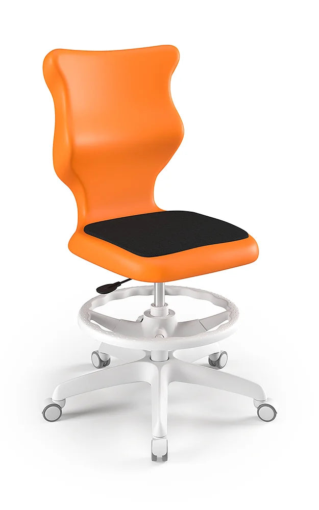 Krzesło szkolne Twist Soft bez podłokietników z podnóżkiem, rozmiar 6 (wzrost 159–188 cm) – Biały / Pomarańczowy