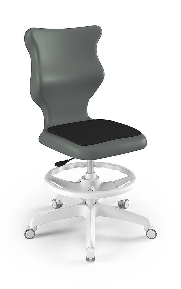 Krzesło szkolne Twist Soft bez podłokietników z podnóżkiem, rozmiar 6 (wzrost 159–188 cm) – Biały / Szary