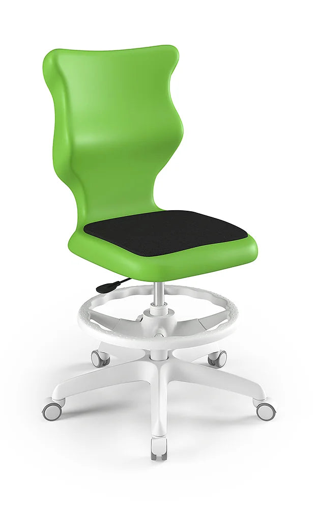 Krzesło szkolne Twist Soft bez podłokietników z podnóżkiem, rozmiar 6 (wzrost 159–188 cm) – Biały / Zielony