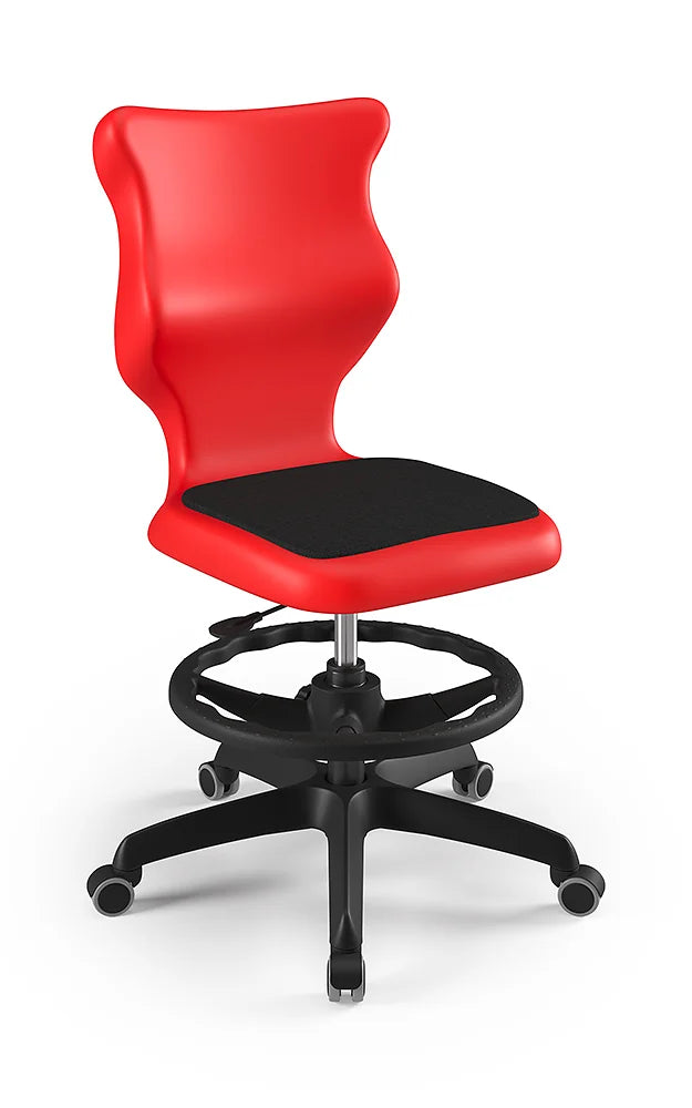 Krzesło szkolne Twist Soft bez podłokietników z podnóżkiem, rozmiar 6 (wzrost 159–188 cm) – Czarny / Czerwony