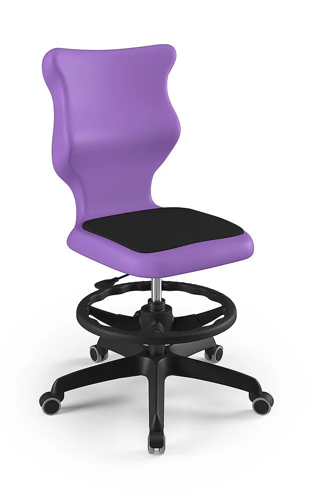 Krzesło szkolne Twist Soft bez podłokietników z podnóżkiem, rozmiar 6 (wzrost 159–188 cm) – Czarny / Fioletowy
