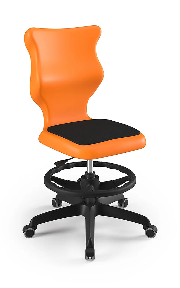 Krzesło szkolne Twist Soft bez podłokietników z podnóżkiem, rozmiar 6 (wzrost 159–188 cm) – Czarny / Pomarańczowy