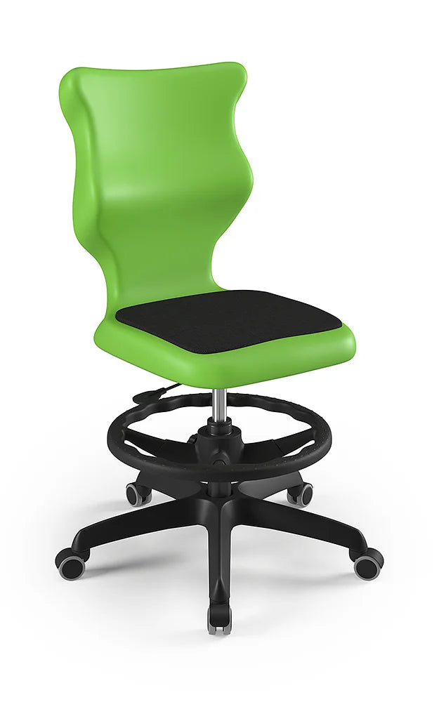 Krzesło szkolne Twist Soft bez podłokietników z podnóżkiem, rozmiar 6 (wzrost 159–188 cm) – Czarny / Zielony