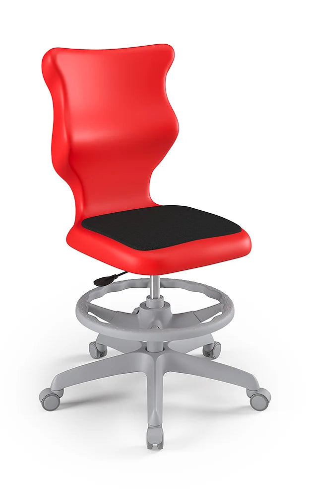 Krzesło szkolne Twist Soft bez podłokietników z podnóżkiem, rozmiar 6 (wzrost 159–188 cm) – Szary / Czerwony