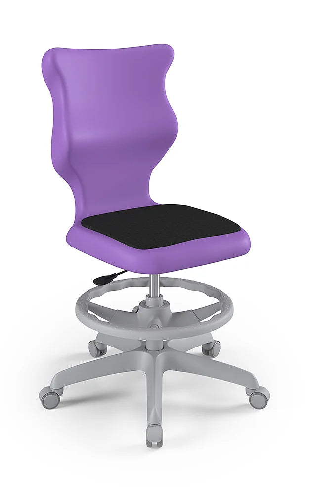 Krzesło szkolne Twist Soft bez podłokietników z podnóżkiem, rozmiar 6 (wzrost 159–188 cm) – Szary / Fioletowy