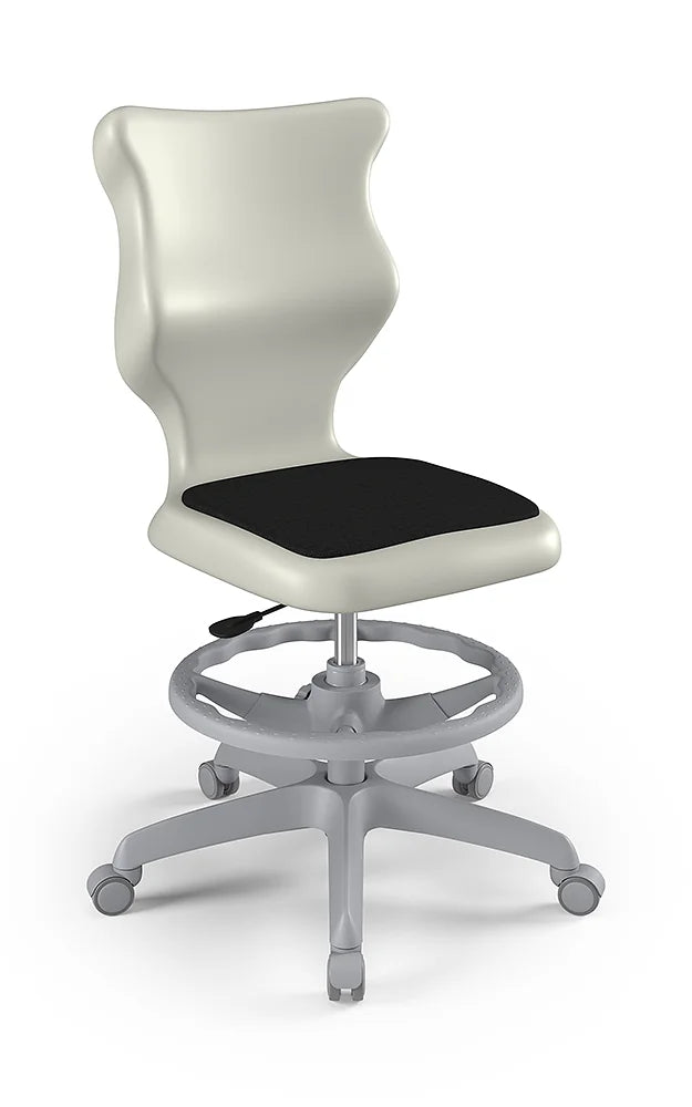 Krzesło szkolne Twist Soft bez podłokietników z podnóżkiem, rozmiar 6 (wzrost 159–188 cm) – Szary / Jasny szary
