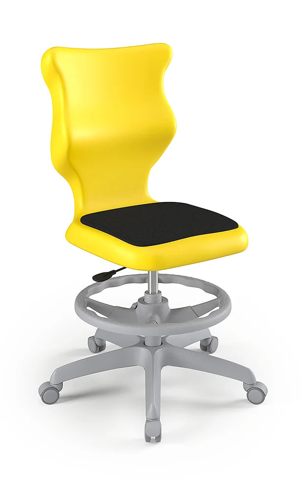 Krzesło szkolne Twist Soft bez podłokietników z podnóżkiem, rozmiar 6 (wzrost 159–188 cm) – Szary / Żółty