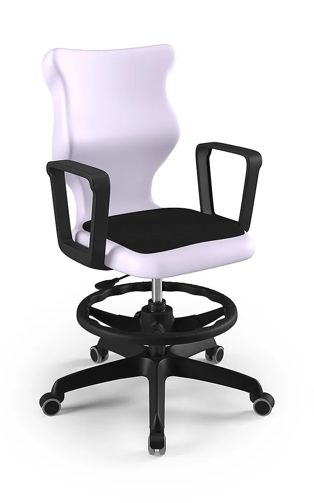 Krzesło szkolne Twist Soft z podłokietnikami i podnóżkiem, rozmiar 6 (wzrost 159–188 cm) – Czarny / Pastelowy fioletowy