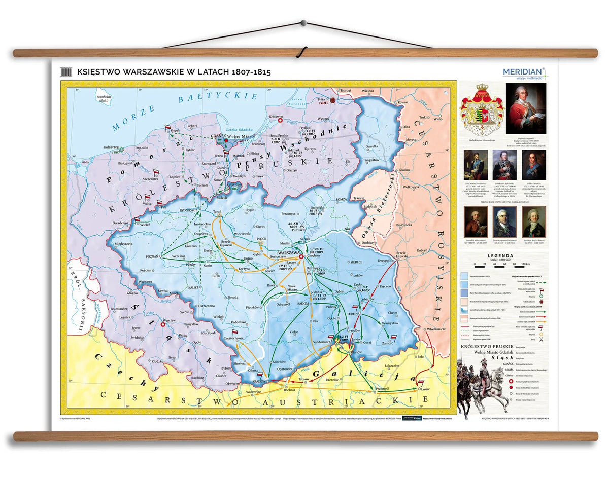 Księstwo Warszawskie w latach 1807-1815 - mapa ścienna