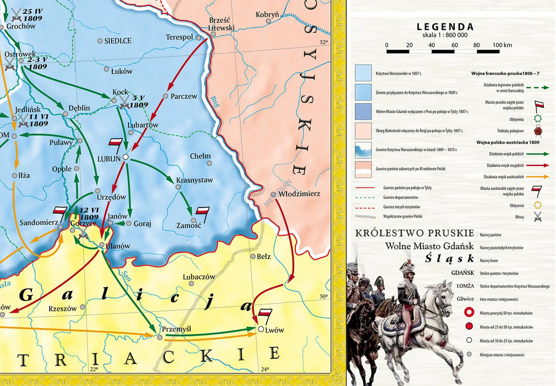 Księstwo Warszawskie w latach 1807-1815 - mapa ścienna