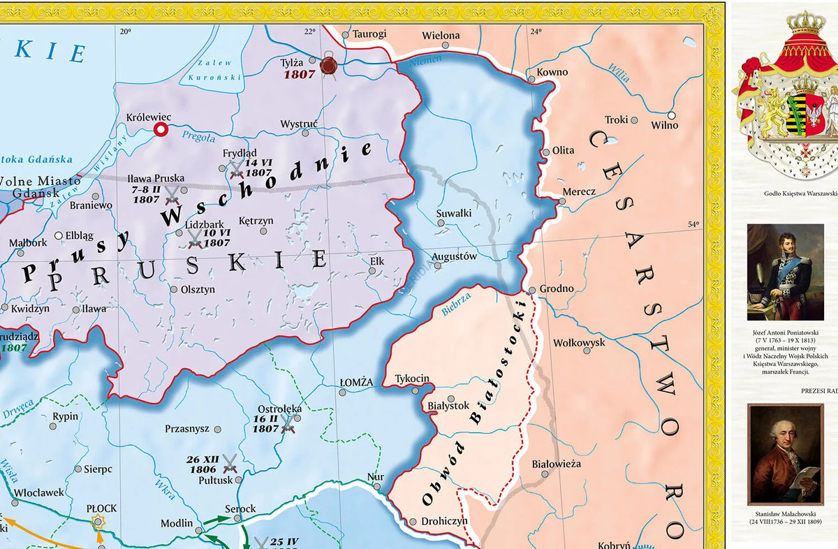 Księstwo Warszawskie w latach 1807-1815 - mapa ścienna - zdjęcie 3