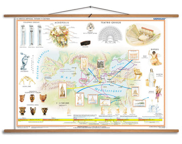 La Grecia Antigua - Cultura - mapa ścienna w języku hiszpańskim