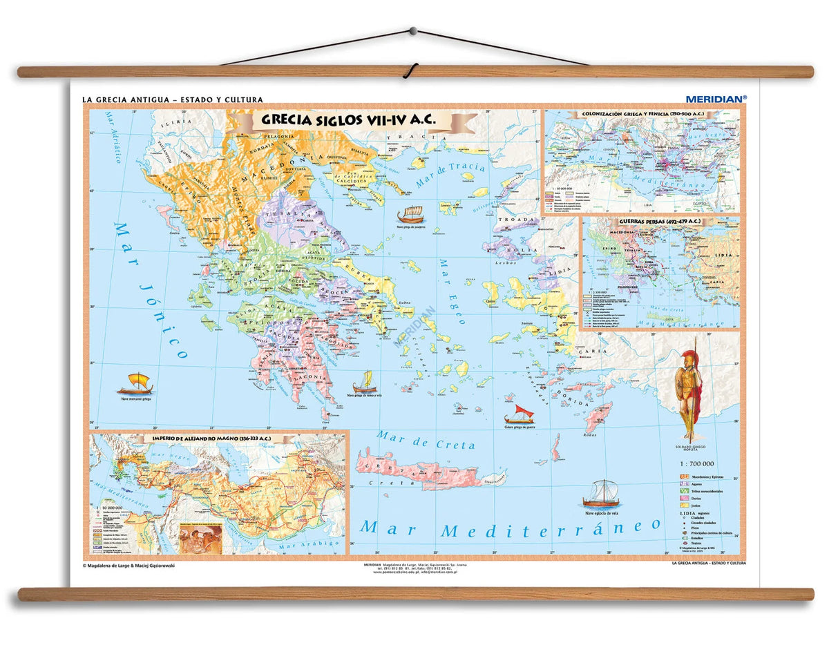 La Grecia Antigua - Estado - mapa ścienna w języku hiszpańskim