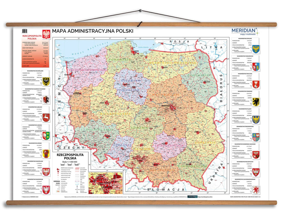 Mapa administracyjna Polski 100x70 cm
