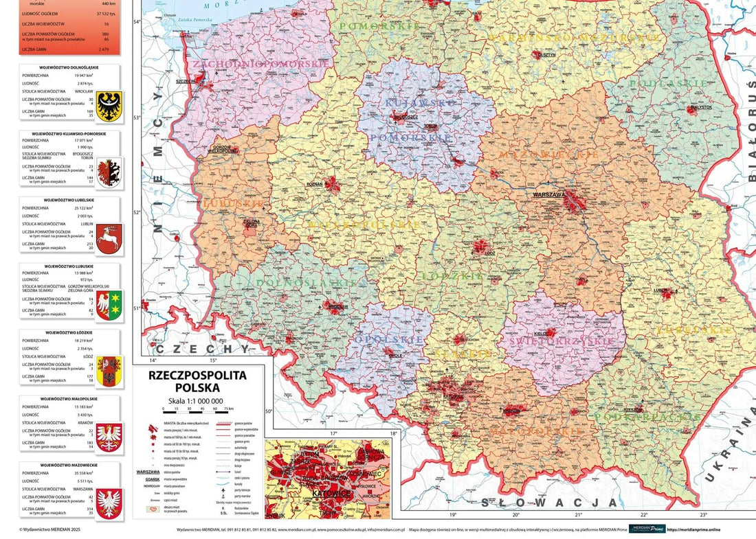 Mapa administracyjna Polski 100x70 cm