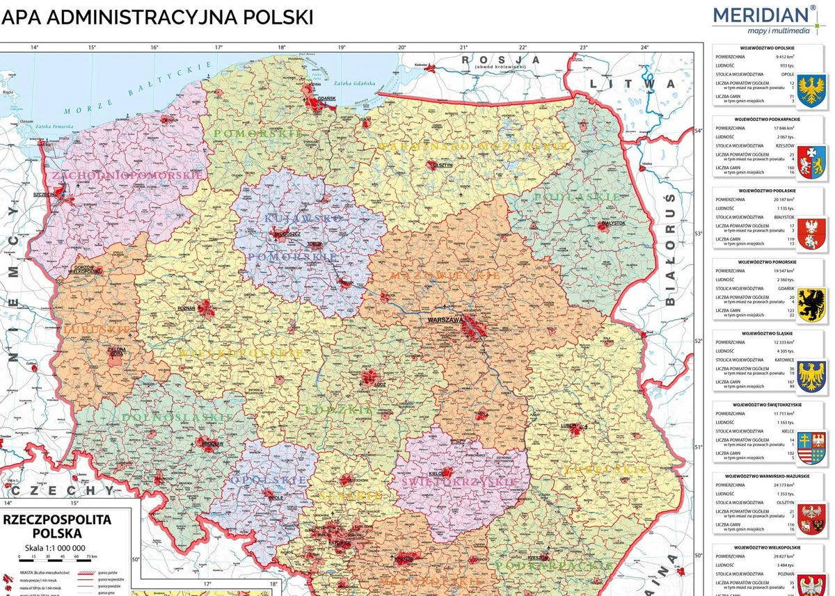 Mapa administracyjna Polski 100x70 cm - zdjęcie 3